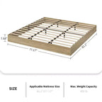Cadre de lit plateforme, lit en bois avec sommier à lattes et sans besoin de sommier tapissier, assemblage facile, cadre de lit minimaliste sans tête de lit