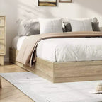 Cadre de lit plateforme, lit en bois avec sommier à lattes et sans besoin de sommier tapissier, assemblage facile, cadre de lit minimaliste sans tête de lit