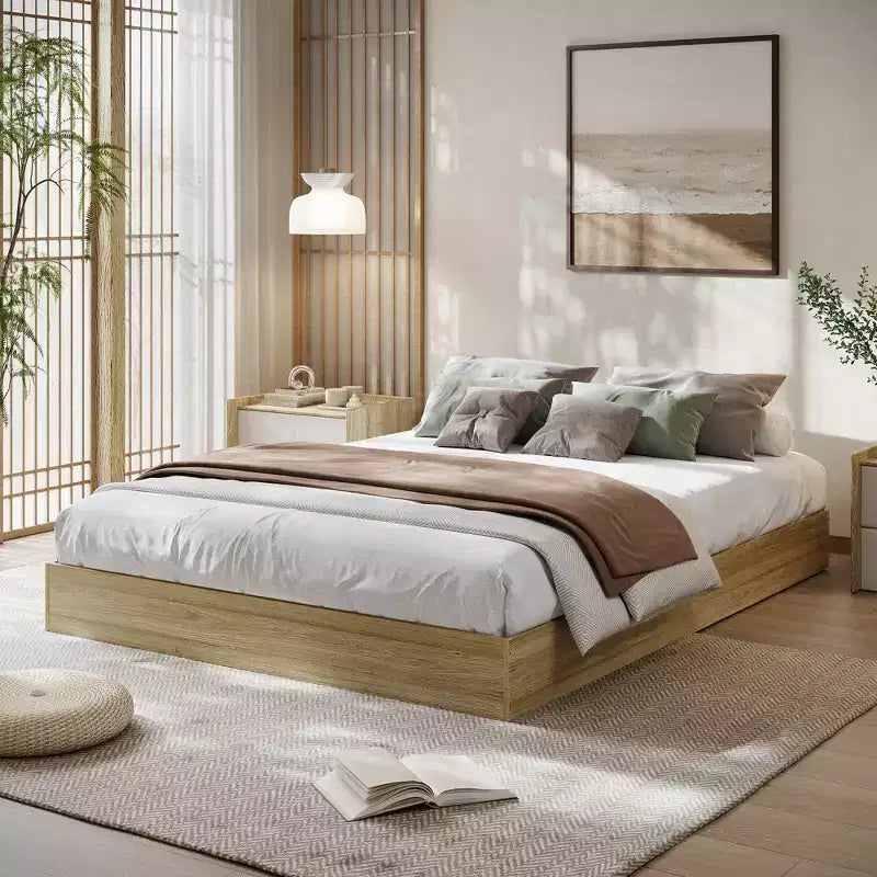 Platform Bed Frame, Wooden Bed with Wood Slat Support & No Box Spring Needed, Easy Assembly Minimalist Bed Frame Without Headboard