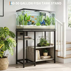 Meuble d'aquarium robuste pour aquarium de 150 à 190 litres, étagères de rangement à 4 niveaux en métal et bois avec prises de courant, organisateur solide pour poissons et tortues