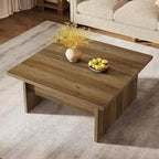 Table basse carrée Lantine, table basse de salon de style rustique, marron rustique, 100 cm
