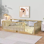 Lit et sommier Whisen Twin Floor avec barrières hautes, 6 lattes incluses, garde-corps de sécurité, sans porte
