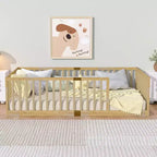 Lit et sommier Whisen Twin Floor avec barrières hautes, 6 lattes incluses, garde-corps de sécurité, sans porte