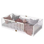 Lit et sommier Whisen Twin Floor avec barrières hautes, 6 lattes incluses, garde-corps de sécurité, sans porte