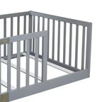 Lit et sommier Whisen Twin Floor avec barrières hautes, 6 lattes incluses, garde-corps de sécurité, sans porte