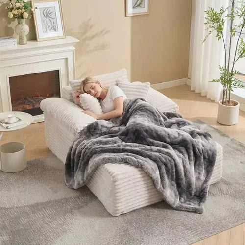 48.8 Oversized Chaise Lounge Chair Sofa Bed - Corduroy Upholstered Boneless Sofa with Pillows & Wide Armrest for Living Room Bedroom