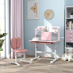 Pupitre et chaise pour enfants Qaba, ensemble bureau et chaise d'étude pour enfants réglable en hauteur avec plateau inclinable, tiroir de rangement et porte-livre, rose
