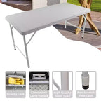 Table de jeu pliante en rotin d'extérieur Whisen 4ft, Table de cartes portable en plastique étanche pour terrasse, Table de banquet pliante haute capacité de charge