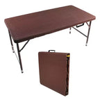 Table de jeu pliante en rotin d'extérieur Whisen 4ft, Table de cartes portable en plastique étanche pour terrasse, Table de banquet pliante haute capacité de charge