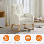 Fauteuil à bascule moderne pour chambre d'enfant, fauteuil à bascule en lin avec port USB et pochette latérale, fauteuil à bascule planeur pour salon, chambre à coucher, salle d'allaitement