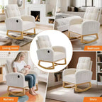 Fauteuil à bascule moderne pour chambre d'enfant, fauteuil à bascule en lin avec port USB et pochette latérale, fauteuil à bascule planeur pour salon, chambre à coucher, salle d'allaitement