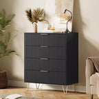 Bedroom four-drawer wardrobe - wave patterned cabinet, modern standing storage cabinet, slim bedside table