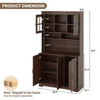 Armoire de garde-manger, Armoire de rangement haute de cuisine avec huche, pour salle à manger