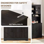 Armoire de garde-manger, Armoire de rangement haute de cuisine avec huche, pour salle à manger