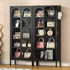 Bekrvio Armoire à chaussures haute en métal à 9 niveaux avec portes en verre, étagère à chaussures autoportante robuste avec étagères réglables, 2736 paires