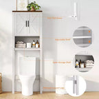 Meuble de rangement sur pied au-dessus des toilettes 2 portes style grange Porte-papier toilette Étagère de salle de bain peu encombrante avec portes