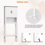 Meuble de rangement sur pied au-dessus des toilettes 2 portes style grange Porte-papier toilette Étagère de salle de bain peu encombrante avec portes