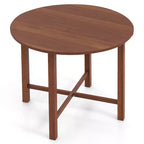Costway Table de cuisine pliable de 91 cm, Table à manger ronde avec pieds en bois d'hévéa massif