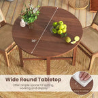 Costway Table de cuisine pliable de 91 cm, Table à manger ronde avec pieds en bois d'hévéa massif
