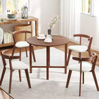 Costway Table de cuisine pliable de 91 cm, Table à manger ronde avec pieds en bois d'hévéa massif