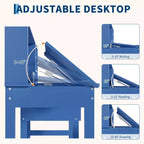 Ensemble bureau et chaise d'étude Acekool pour enfants avec surmeuble, plateau inclinable et rangements pour chambre et école à domicile