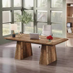 Bureau de direction Lantine de 63 pouces, grand bureau d'ordinateur avec double piédestal, table d'écriture moderne pour bureau à domicile, brun expresso