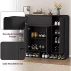 Acekool Meuble à chaussures de 119 cm avec 4 portes et 1 tiroir, organiseur d'entrée étroit pour couloir et salon