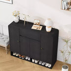 Acekool Meuble à chaussures de 119 cm avec 4 portes et 1 tiroir, organiseur d'entrée étroit pour couloir et salon
