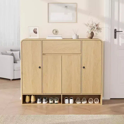 Acekool 47 Inch Shoe Storage Cabinet with 4 Doors 1 Drawer Narrow Entryway Organizer for Hallway & Living Room