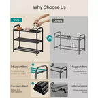 SONGMICS Meuble à Chaussures Extensible, Étagère de Rangement pour Chaussures Ajustable, Robuste et Résistante, pour Placard, Entrée, Salon, 2 Niveaux, Noir Encre