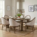 Christopher Knight Home Thiago Modern 7 Piece Rubberwood Dining Set with Curved Backrest and Oval Table