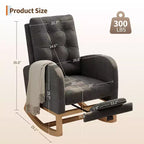 Fauteuil à bascule pour chambre de bébé avec repose-pieds réglable, fauteuil à bascule planant à dossier haut en lin avec pieds en bois pour salon, chambre à coucher et chambre de bébé
