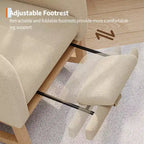 Fauteuil à bascule pour chambre de bébé avec repose-pieds réglable, fauteuil à bascule planant à dossier haut en lin avec pieds en bois pour salon, chambre à coucher et chambre de bébé