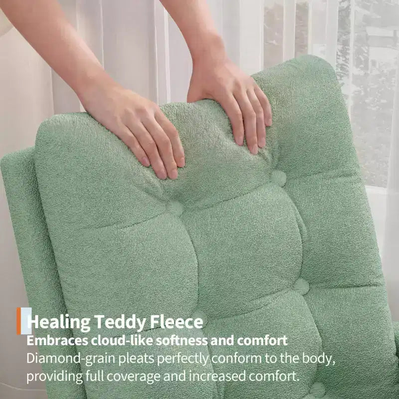 Fauteuil à bascule pour chambre de bébé avec repose-pieds réglable, fauteuil à bascule planant à dossier haut en lin avec pieds en bois pour salon, chambre à coucher et chambre de bébé