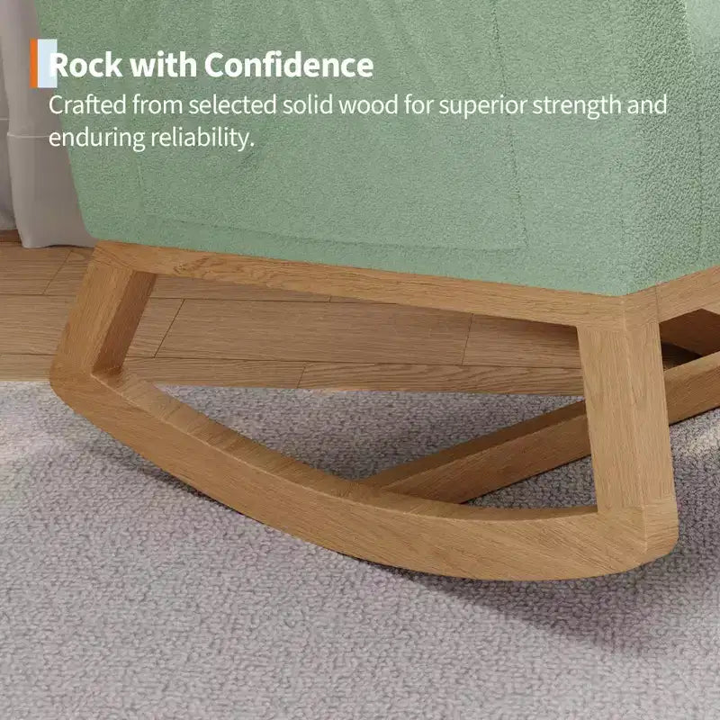 Fauteuil à bascule pour chambre de bébé avec repose-pieds réglable, fauteuil à bascule planant à dossier haut en lin avec pieds en bois pour salon, chambre à coucher et chambre de bébé