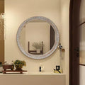 GDFStudio Valemont 23.6 Ornate Round Distressed Frame Wall Mirror