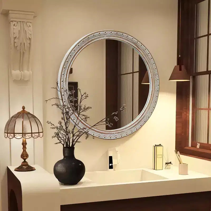 GDFStudio Valemont 23,6 Miroir mural rond orné à cadre vieilli