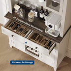Bahut de Rangement Polyvalent Style Campagne, 2 Portes Vitrées, 2 Tiroirs avec Porte-Verres, Parfait pour la Cuisine, la Salle à Manger et le Salon