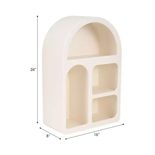 Organisateur de Rangement Mural Arqué avec Étagères Suspendues Multiples - Design en Bois Glamour avec Silhouette Courbe pour Petits Espaces - 24, Blanc