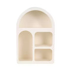 Organisateur de Rangement Mural Arqué avec Étagères Suspendues Multiples - Design en Bois Glamour avec Silhouette Courbe pour Petits Espaces - 24, Blanc