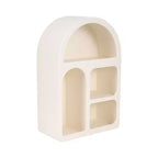 Organisateur de Rangement Mural Arqué avec Étagères Suspendues Multiples - Design en Bois Glamour avec Silhouette Courbe pour Petits Espaces - 24, Blanc