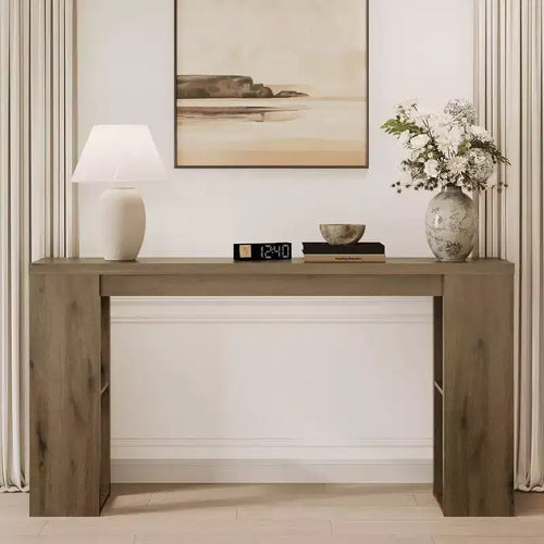 Console rustique de 63 pouces avec rangement, Table de canapé longue et étroite pour entrée, Derrière le canapé