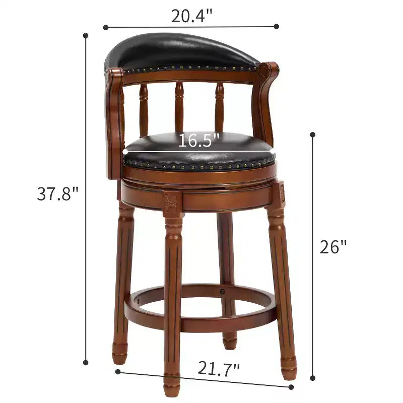 Tabourets de bar en cuir de vachette, tabouret de bar pivotant à 360 degrés avec dossier