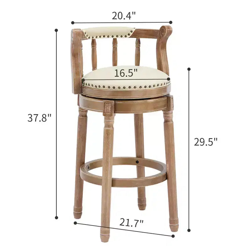 Tabourets de bar pivotants à 360 degrés en bois massif, hauteur d'assise 75 cm, en cuir