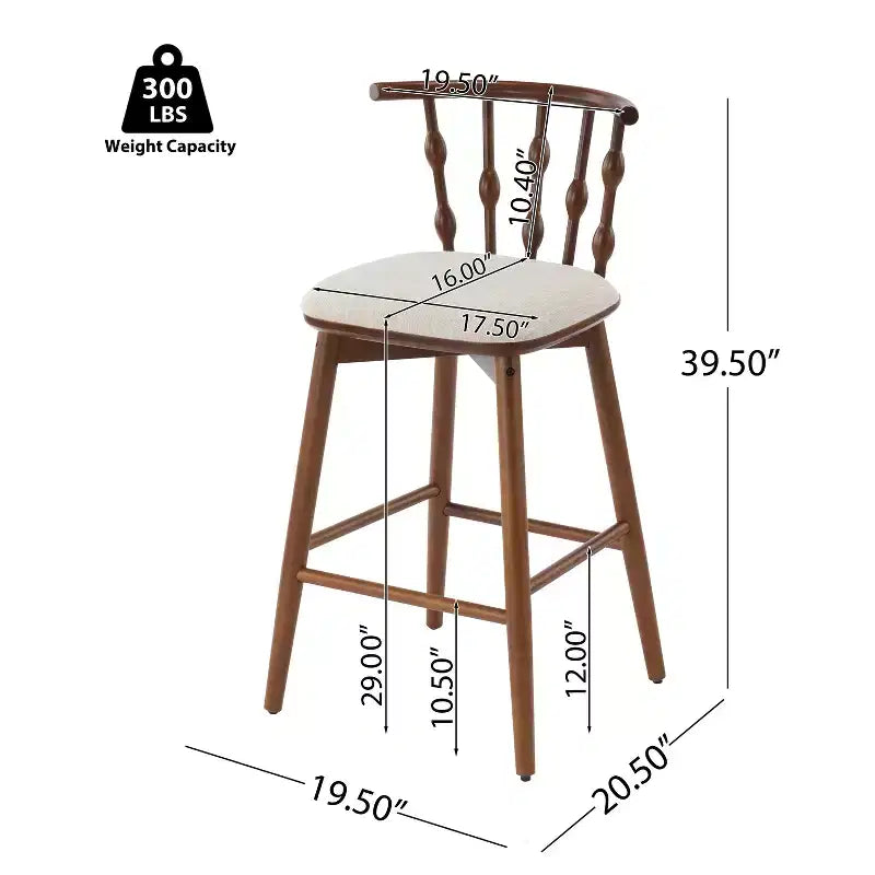 Tabourets de bar ModernLuxe (lot de 2/4), tabourets de comptoir à dossier en fuseau de style Mid-Century avec siège rembourré, tabourets de cuisine modernes pour îlot central