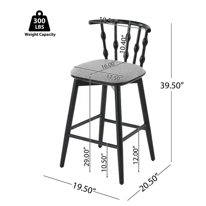 Tabourets de bar ModernLuxe (lot de 2/4), tabourets de comptoir à dossier en fuseau de style Mid-Century avec siège rembourré, tabourets de cuisine modernes pour îlot central