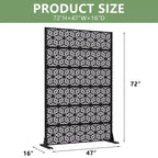 Paravent d'extérieur Dovelina 72H x 47W en métal, panneaux de clôture autoportants noirs pour jardin, terrasse, cour