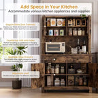 Armoire de cuisine indépendante de 63 po avec 2 tiroirs, 4 portes, étagères réglables et support pour micro-ondes