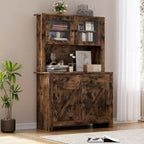 Armoire de cuisine indépendante de 63 po avec 2 tiroirs, 4 portes, étagères réglables et support pour micro-ondes