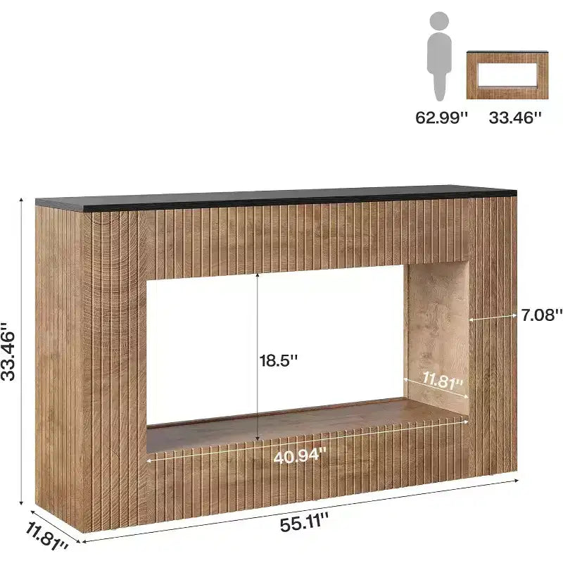 Console moderne Lantine, table d'entrée en bois de 140 cm avec rangement, table de canapé étroite et longue derrière le canapé pour salon, hall d'entrée, couloir